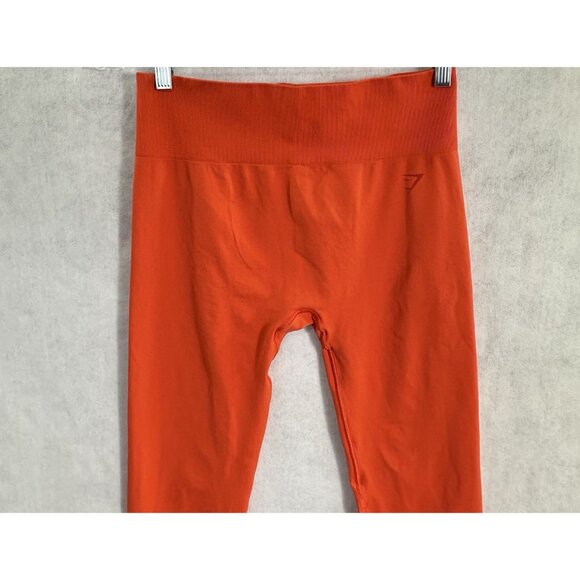 GYMSHARK Women Leggings Sz S/M Bright Orange Yoga Athleisure Travel 70-9 - Picture 3 of 10
